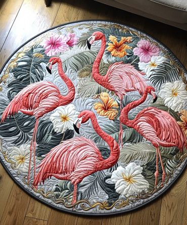 Flamingo Groove Quilted Round Mat