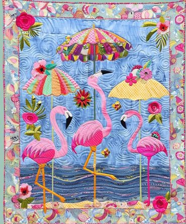 Flamingo Oasis Quilted Blanket