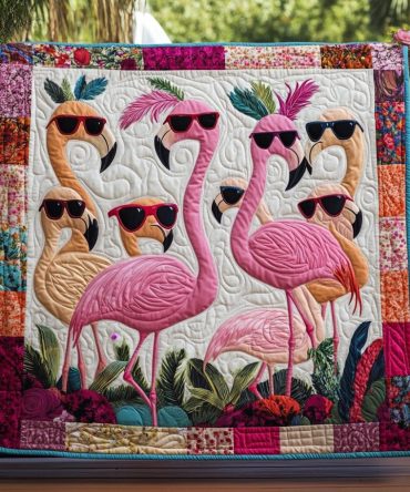 Flamingo Paradise Quilted Blanket