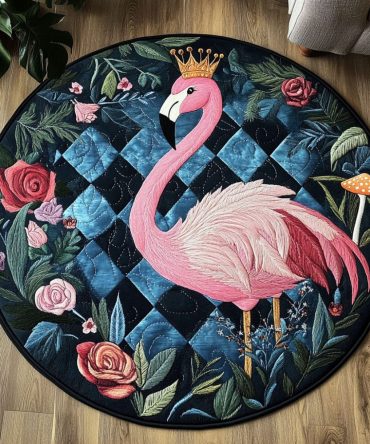 Flamingo Royalty Quilted Round Mat
