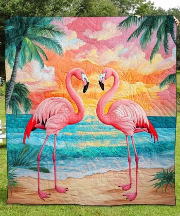 Flamingo Vibes Quilted Blanket