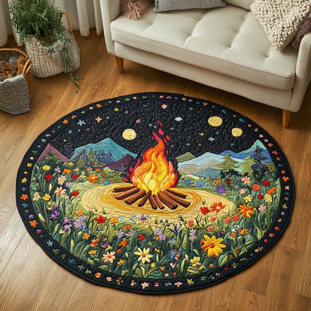Flickering Flames Quilted Round Mat