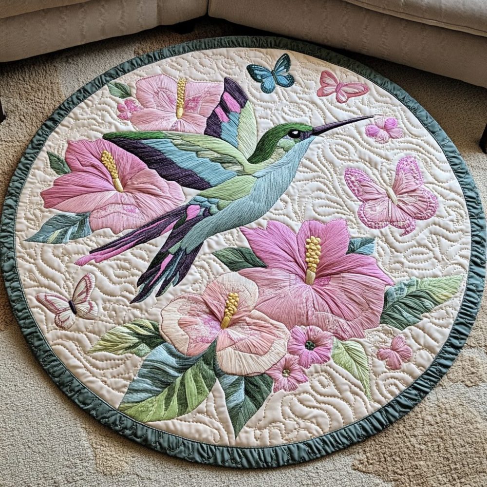 Flight Of Wonder Quilted Round Mat