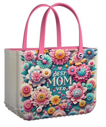 Bucket Tote Bag, Limited Edition Bogg Bag, Beach Bag Floral Love For Mom