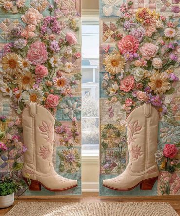 Floral Cowgirl Elegance Quilted Curtains