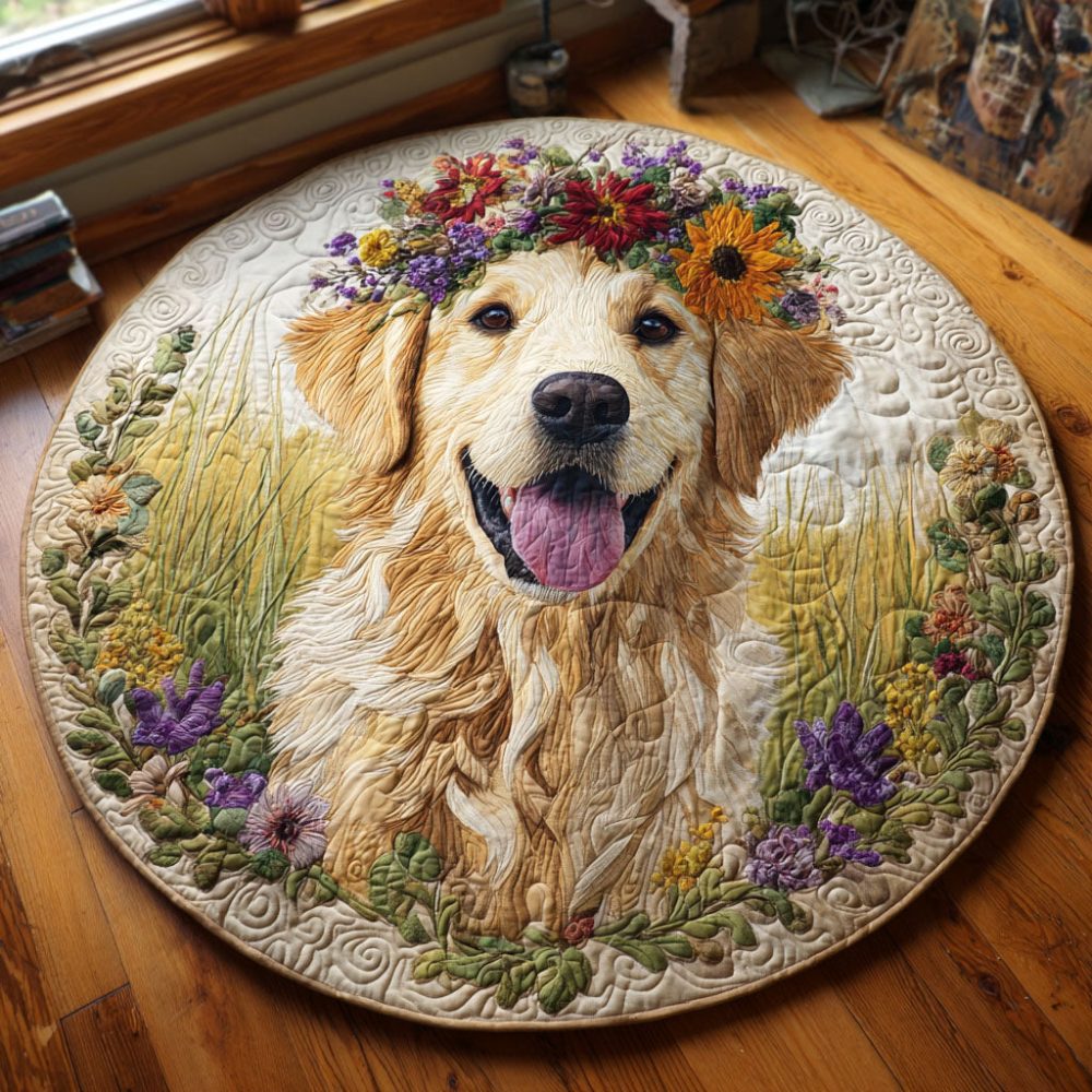 Floral Crown Quilted Round Mat