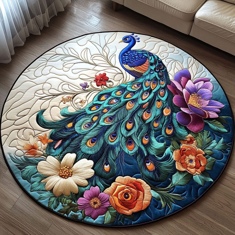 Floral Elegance Quilted Round Mat