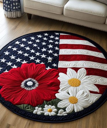 Floral Flag Quilted Round Mat