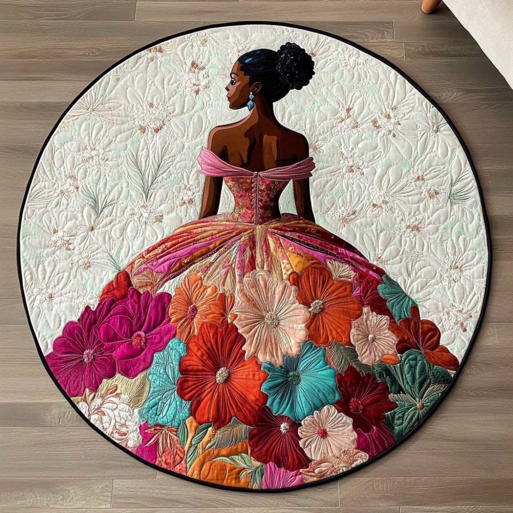 Floral Majesty Quilted Round Mat
