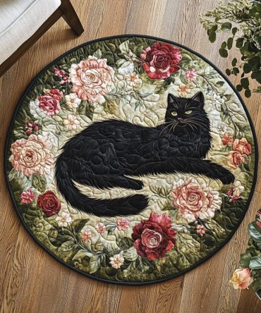 Floral Paws Quilted Round Mat