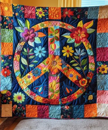 Floral Peace Quilted Blanket