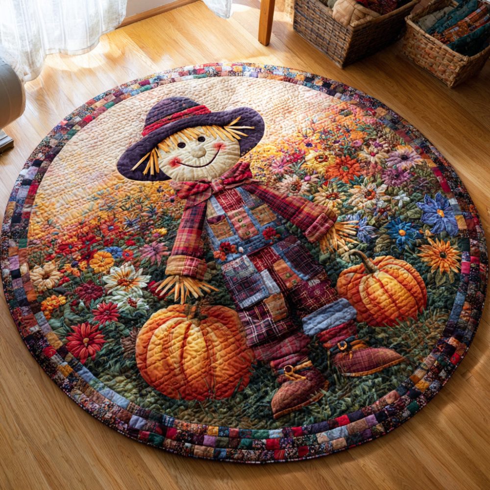Floral Scarecrow Quilted Round Mat