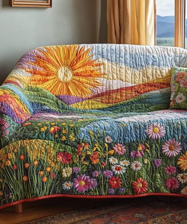 Floral Sunshine Hills Quilted Sofa Cover