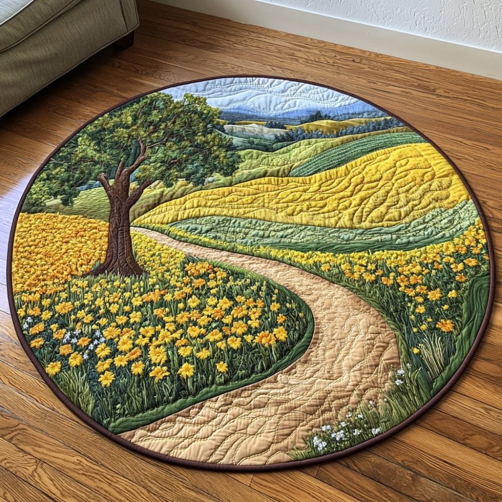 Floral Way Quilted Round Mat