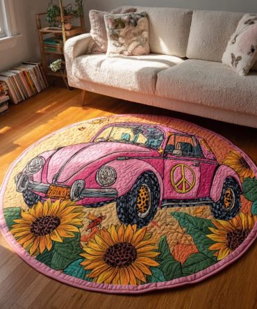 Flower Drive Quilted Round Mat