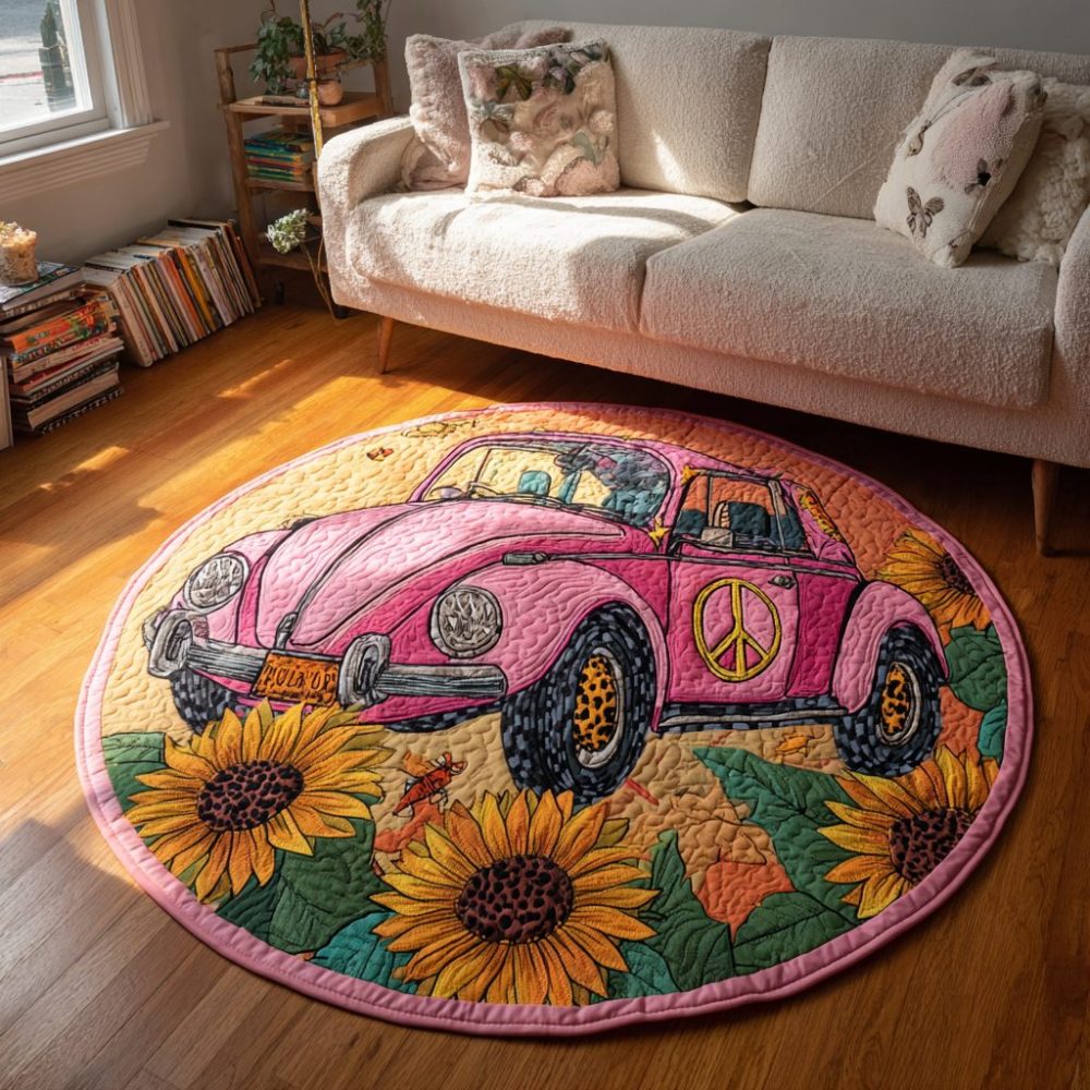Flower Drive Quilted Round Mat
