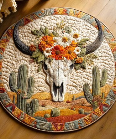 Flower Horns Quilted Round Mat