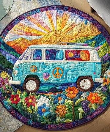 Flower Power Journey Quilted Round Mat