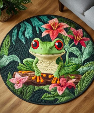 Flower Toad Quilted Round Mat