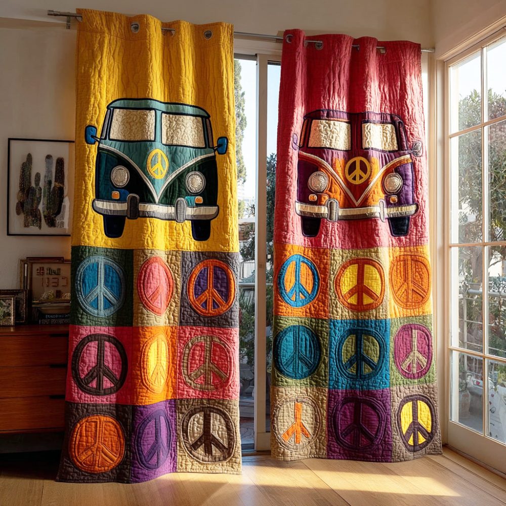 Flower Van Parade Quilted Curtains
