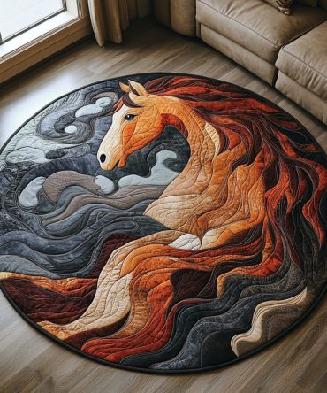 Flowing Horse Quilted Round Mat