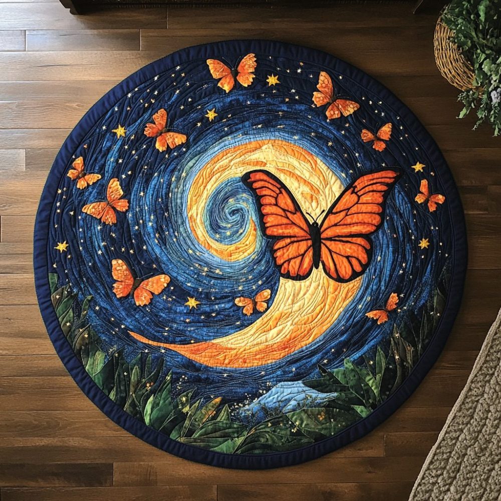 Fluttering Grace Quilted Round Mat