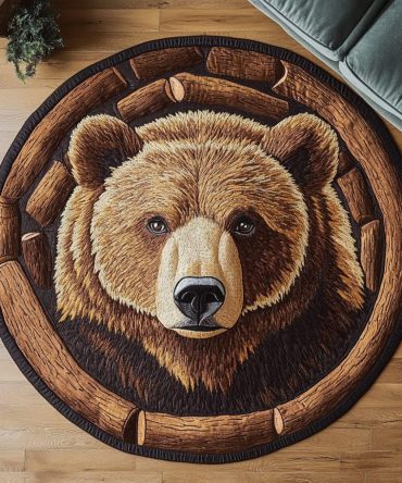 Forest Bear Quilted Round Mat