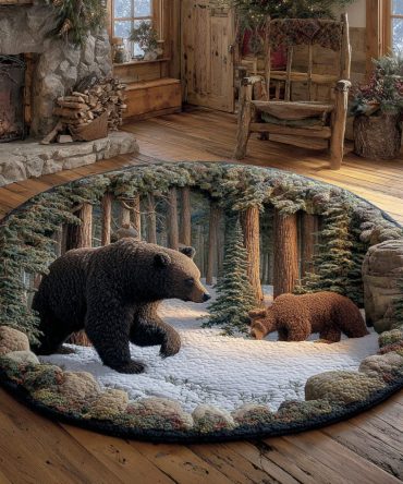 Forest Bear Quilted Round Mat