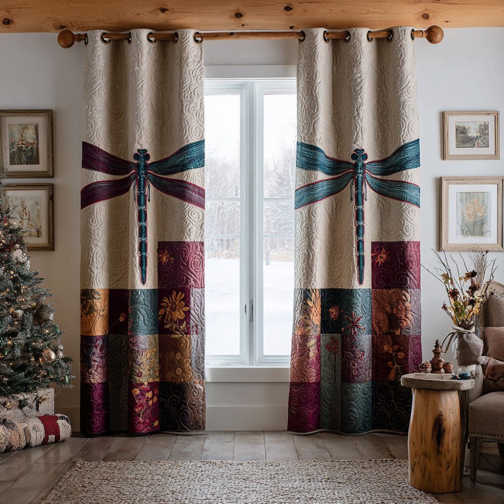 Forest Breeze Dragonfly Quilted Curtains