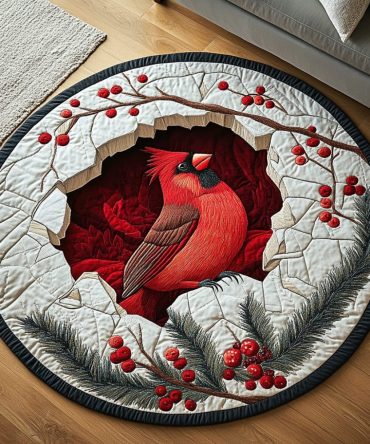 Forest Cardinal Quilted Round Mat