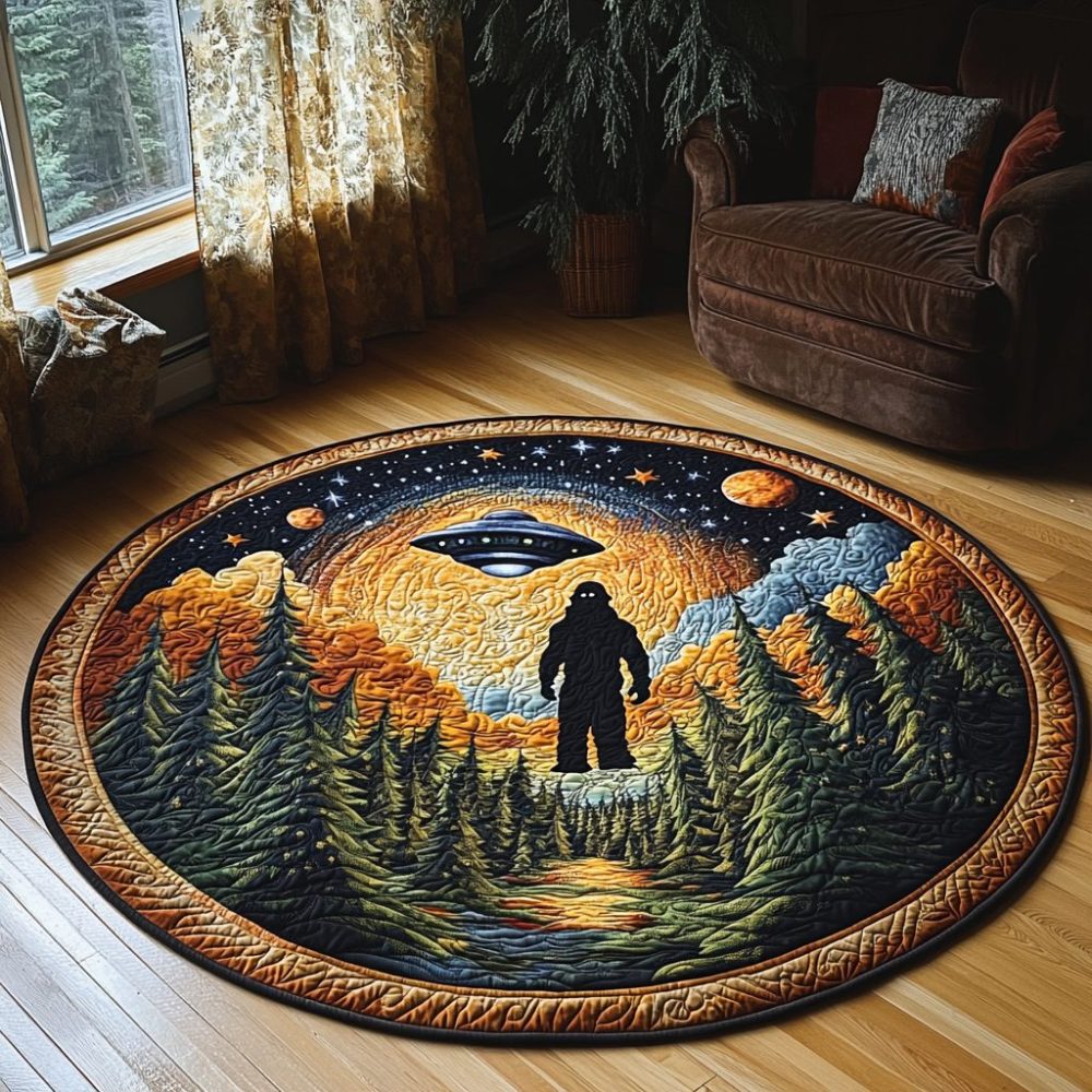 Forest Cryptic Whiper Quilted Round Mat