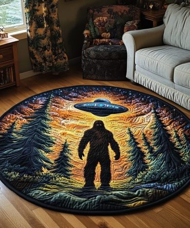 Forest Crytid Quilted Round Mat