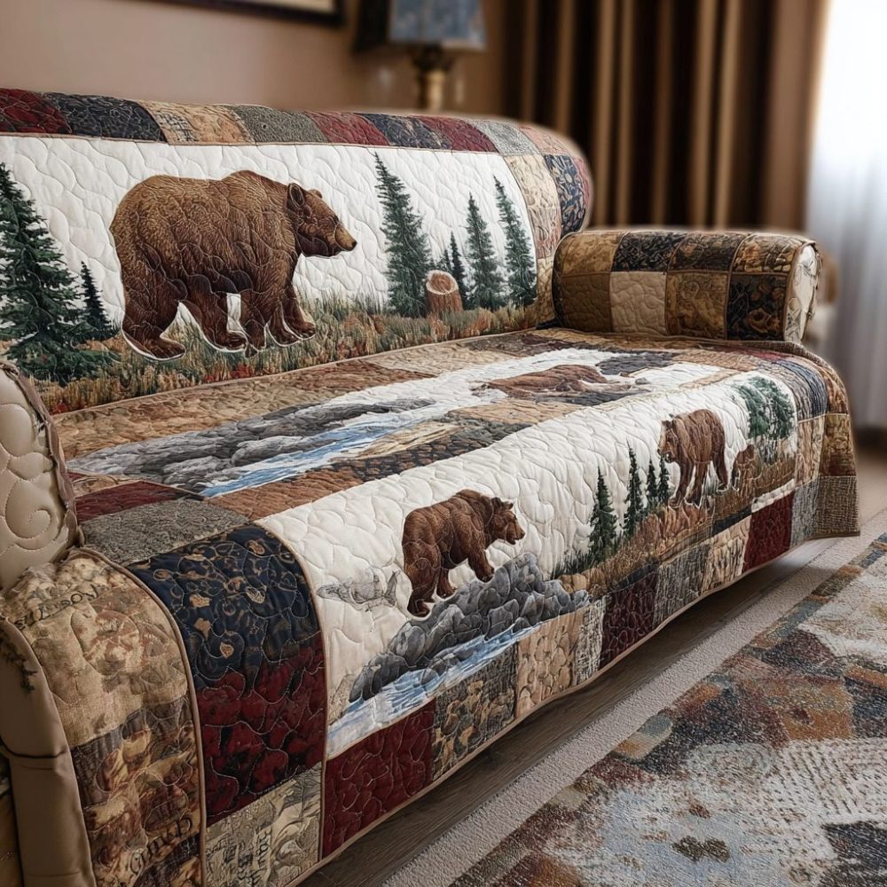 Forest Echo Quilted Sofa Cover