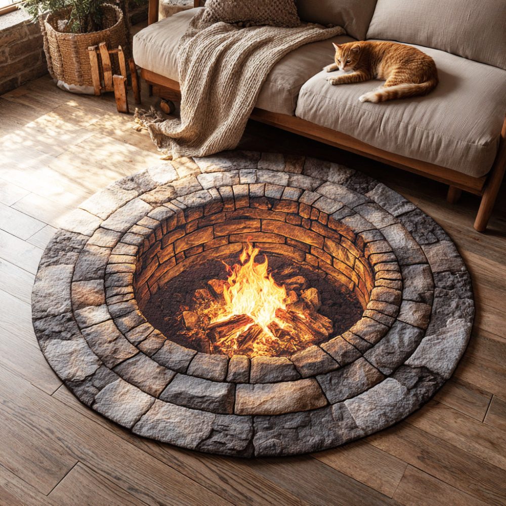 Forest Ember Glow Quilted Round Mat