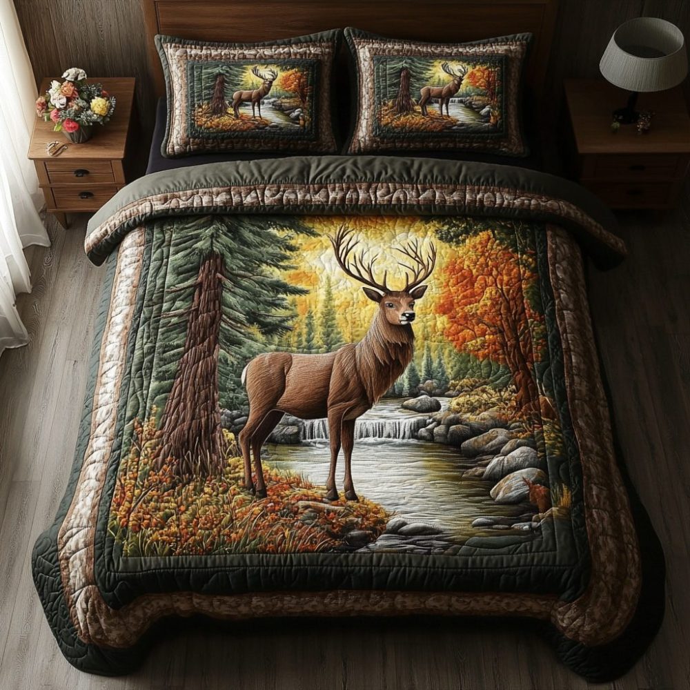 Forest Majesty 3-Piece Quilted Bedding Set