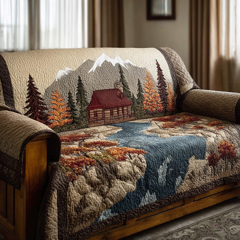 Forest Rustic Charm Quilted Sofa Cover