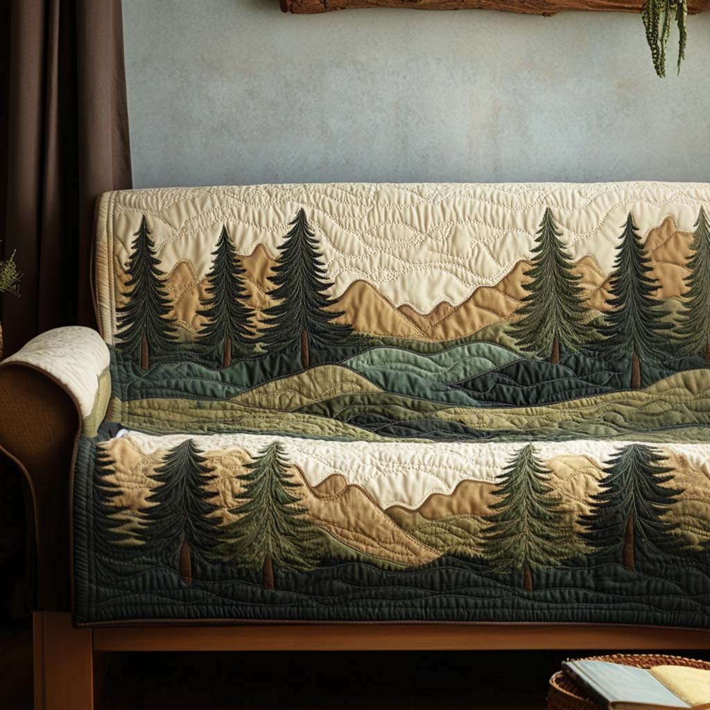 Forest Serenity Quilted Sofa Cover