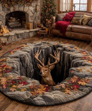 Forest Stag Quilted Round Mat