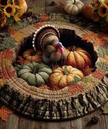Forest Turkey Quilted Round Mat