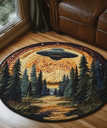 Forest Ufo Encounter Quilted Round Mat