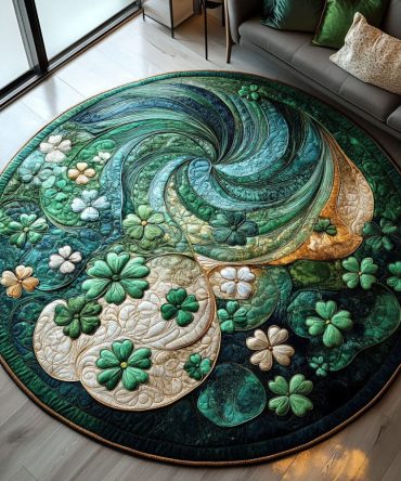 Fortunate Greens Quilted Round Mat