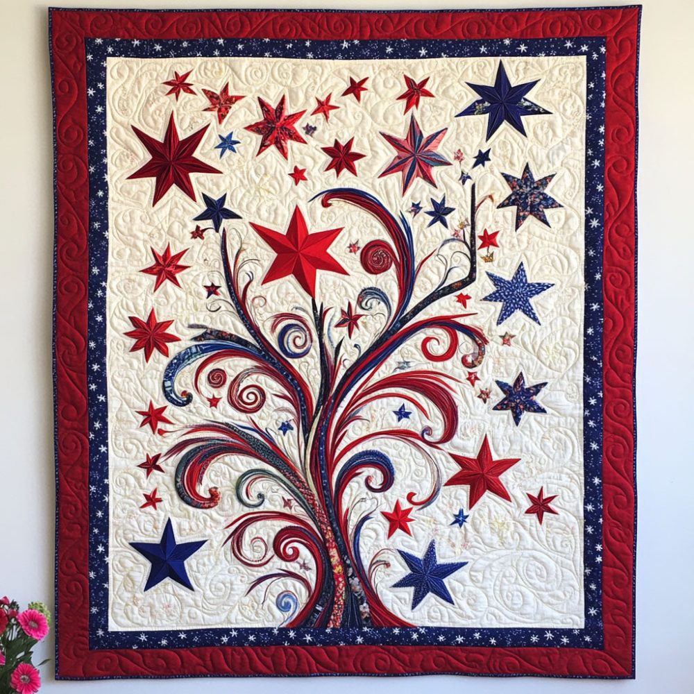 Freedom In Bloom Quilted Blanket