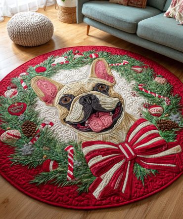 French Bulldog Chic Quilted Round Mat