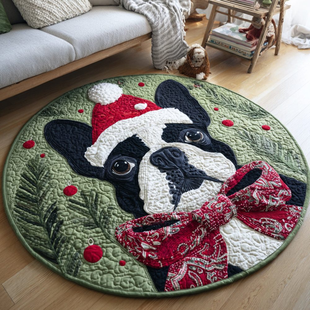 French Bulldog Dapper Quilted Round Mat
