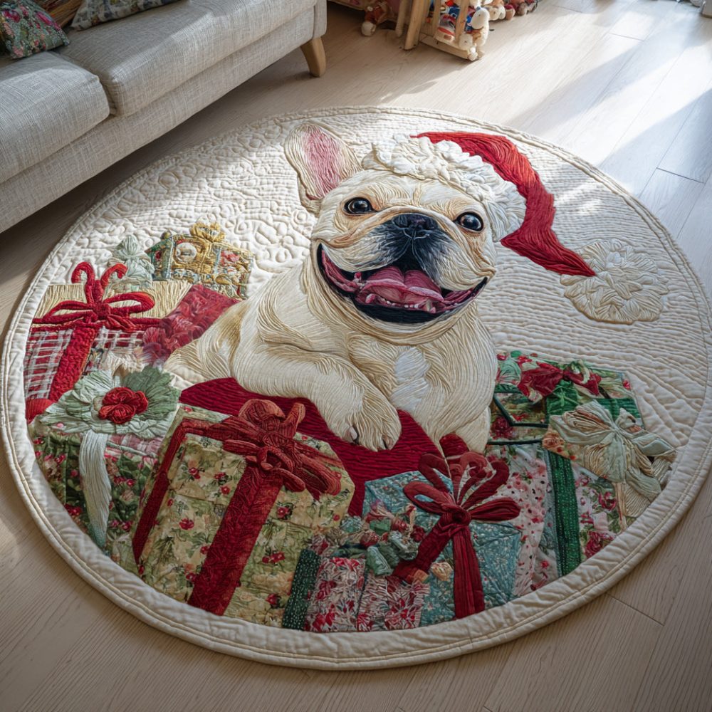 French Bulldog Muse Quilted Round Mat