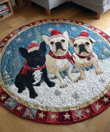 French Bulldog Paws Quilted Round Mat