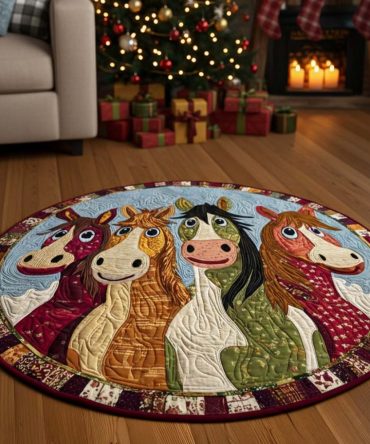 Friendly Colts Quilted Round Mat
