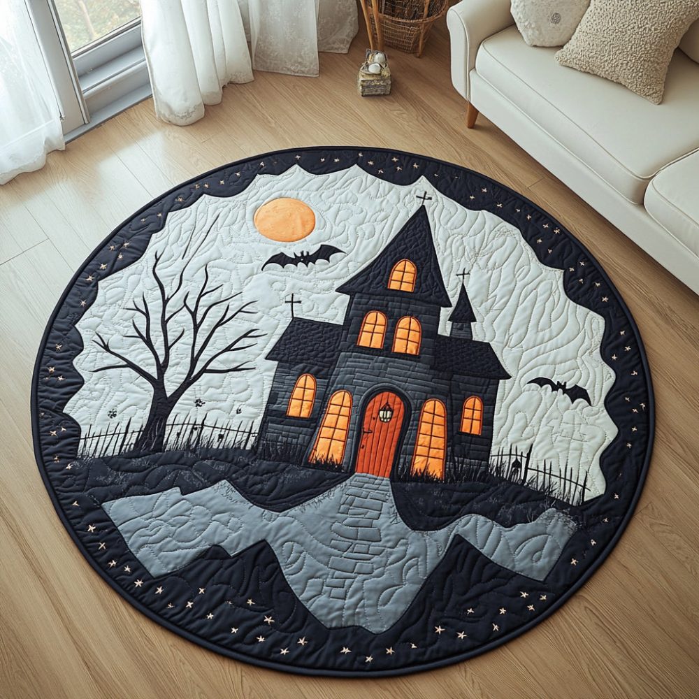 Frightful Halloween Quilted Round Mat
