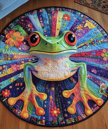 Frog Frenzy Quilted Round Mat
