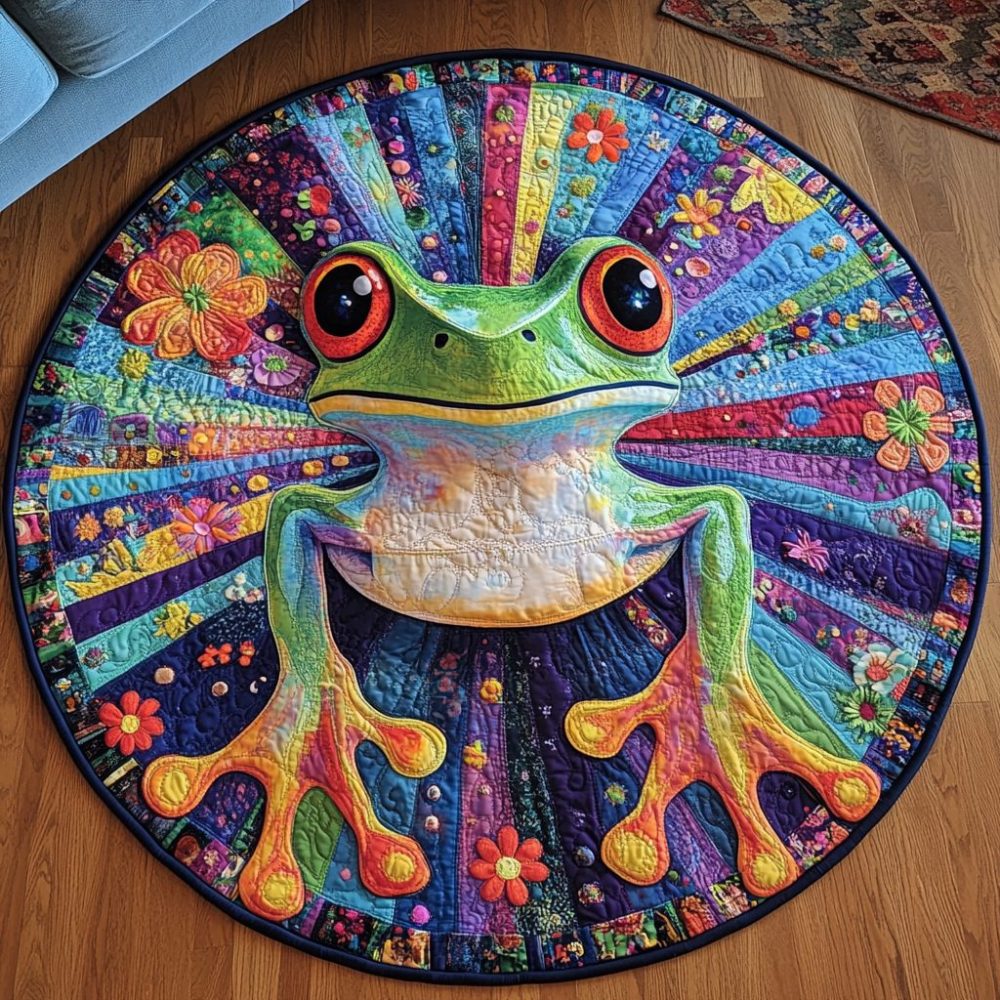 Frog Frenzy Quilted Round Mat